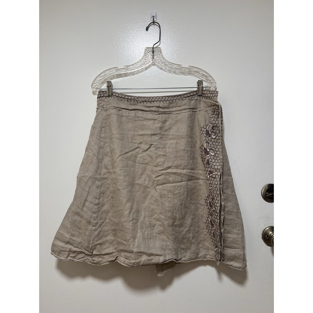 Zara brown Sand Wrap Skirt With  Embroidered detail L Beachy Whimsical